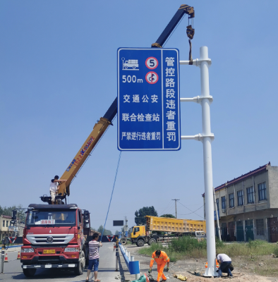 商洛双悬臂标志杆、交通标志杆制作、门架立柱加工厂家